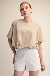 Cropped Bubble Hem T-shirt