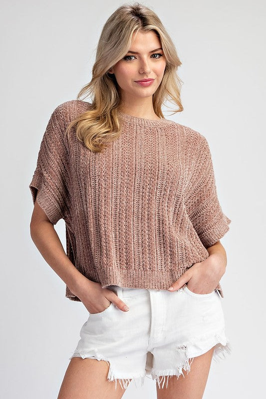 ULTRA SOFT SHORT SLEEVE SWEATER TOP