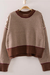 Contrast Trim Stripe Knit Sweater
