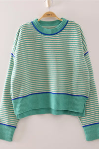 Contrast Trim Stripe Knit Sweater
