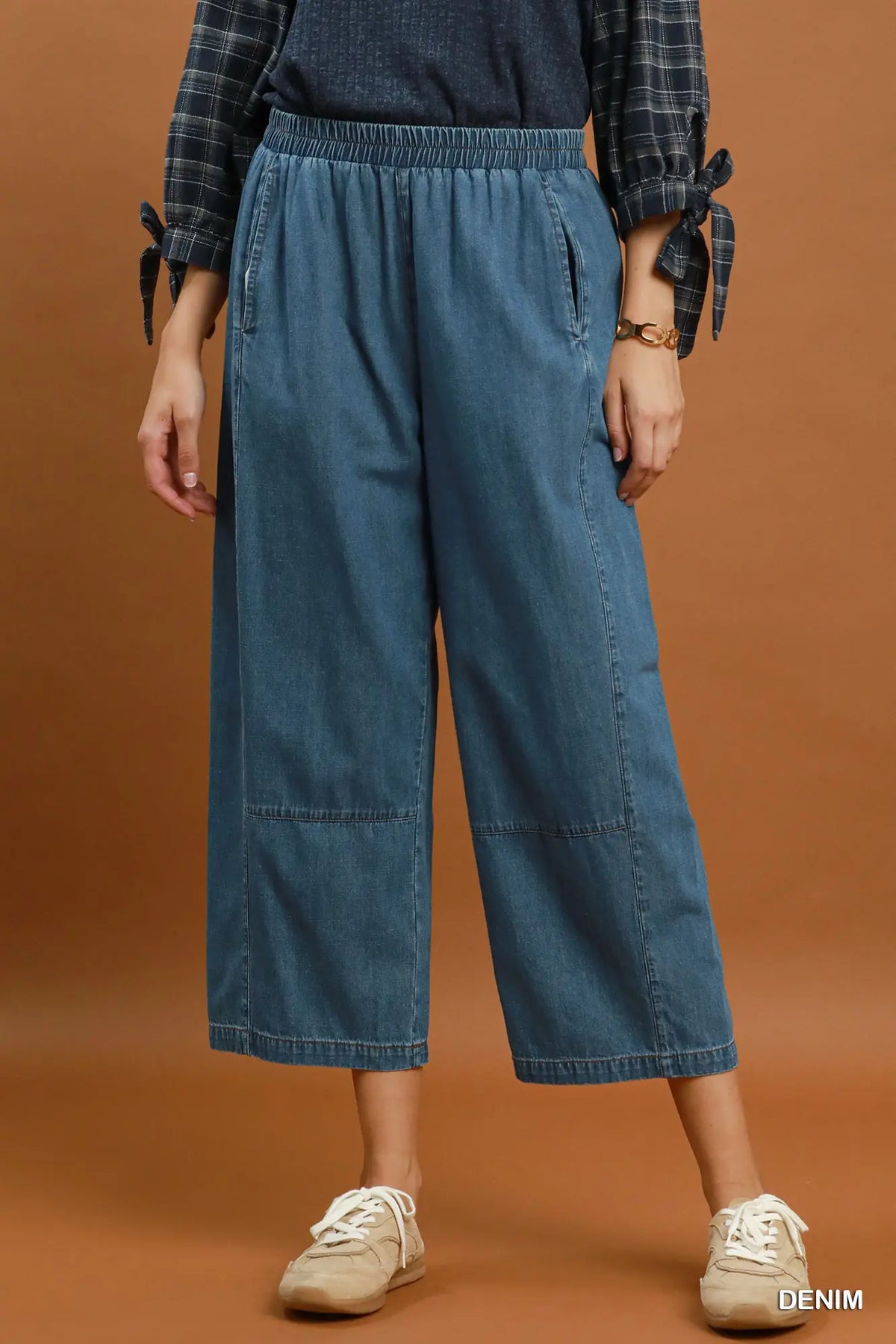 Mineral Washed Wide Leg Pull-On Pants