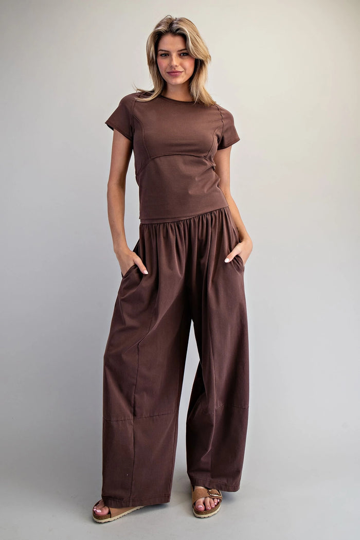 MINERAL WASHED SOLID CROPPED T SHIRT