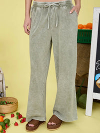 High waist Drawstring waist Elasticized waist Pockets Wide leg Lounge pants