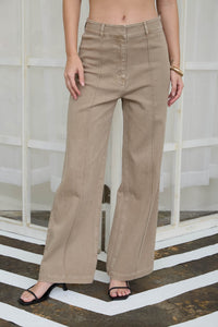 Front Seam Wide Leg Denim Pants