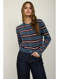 Multi-Color Stripe Button Down Knit Cardigan