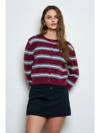Multi-Color Stripe Button Down Knit Cardigan