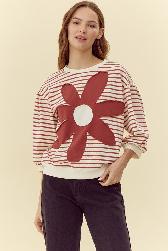 Striped Flower Patch Top