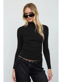 Mock Neck Long Sleeve Sweater Knit Top
