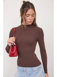 Mock Neck Long Sleeve Sweater Knit Top