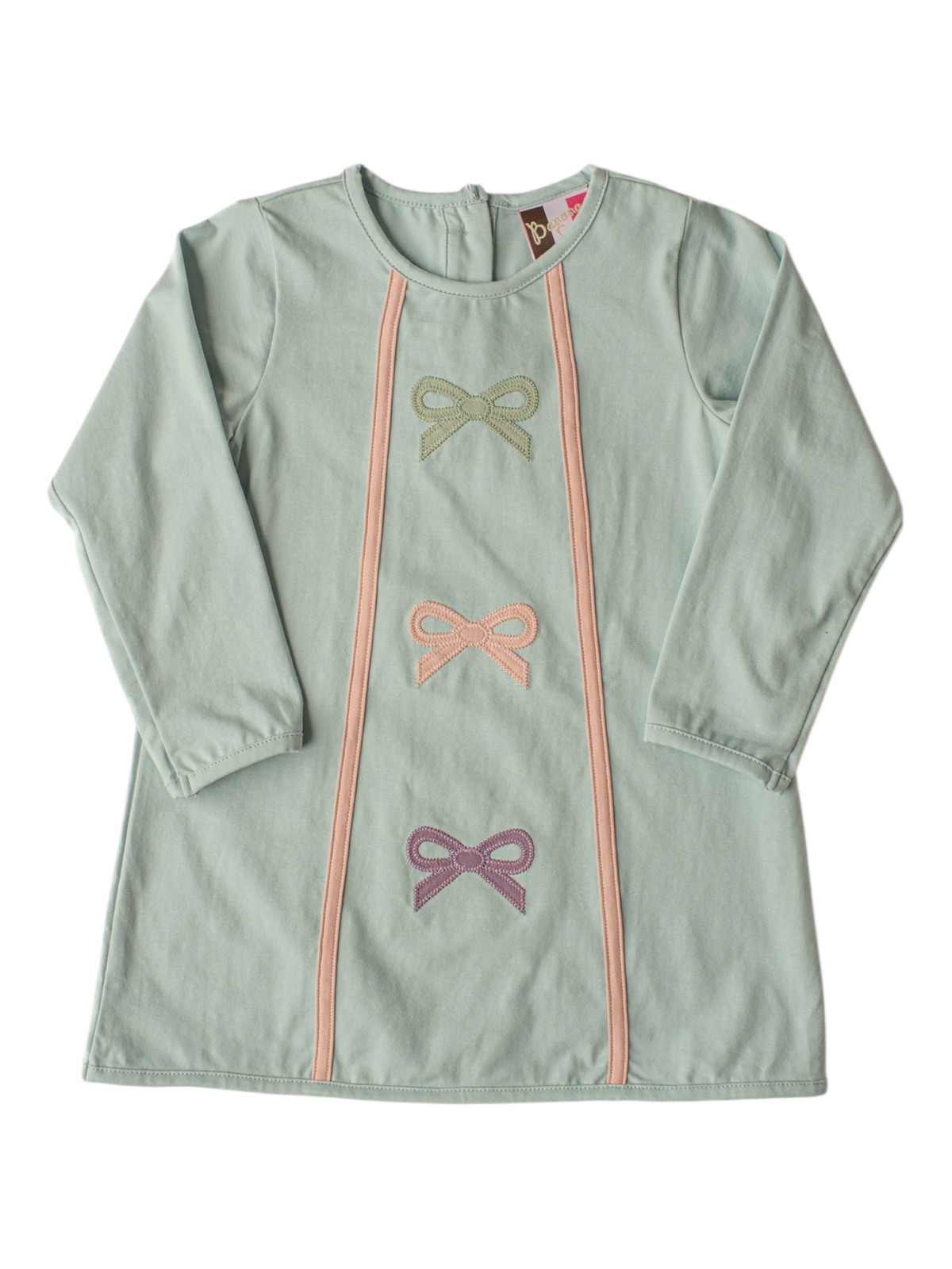 Banana Split Maci Bow L/S Dress–Blue
