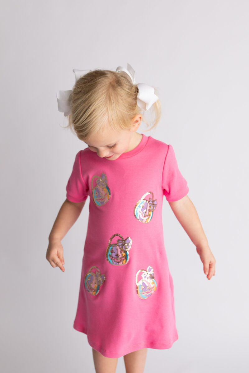 Emma Jean Jack-O-Lantern Sparkle Appl Dress