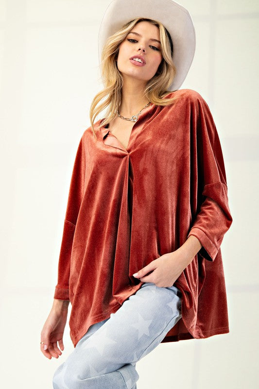 VELVET OVERSIZED TOP