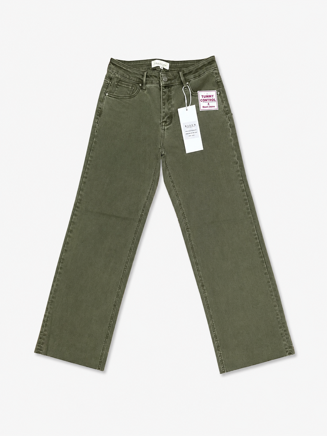 Risen Tc Mid Rise Ankle Straight Raw Hem Pants