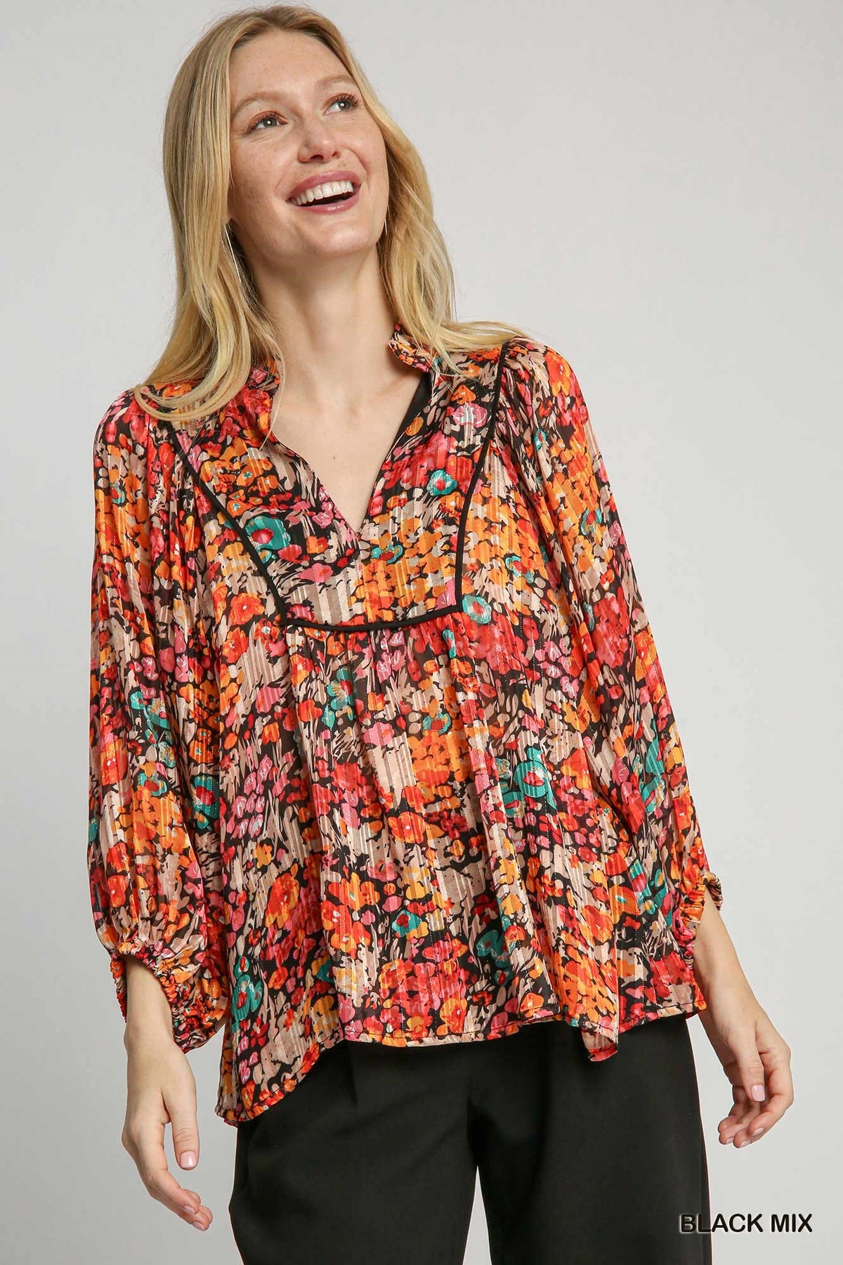 Lurex Floral Print Top