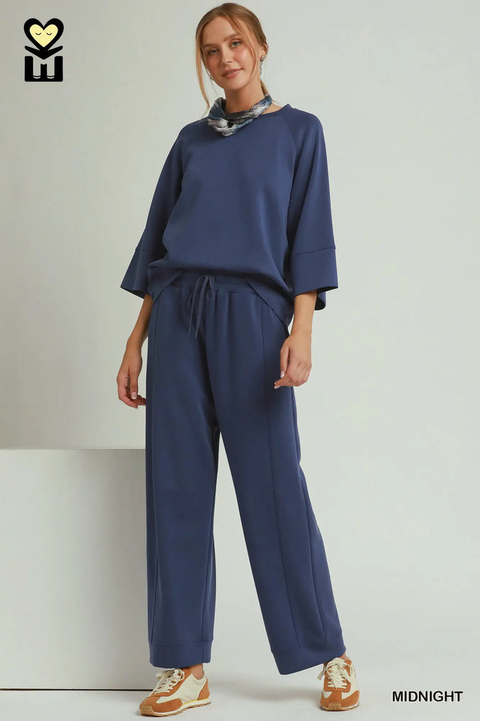 Cupro 3/4 Sleeve Raglan Top and Pants Set