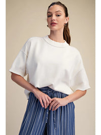 Crew-neck Elbow-length Sleeves Sweater