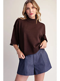 Mock Neck 3/4 Sleeves Sweater
