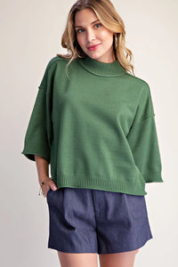 Mock Neck 3/4 Sleeves Sweater