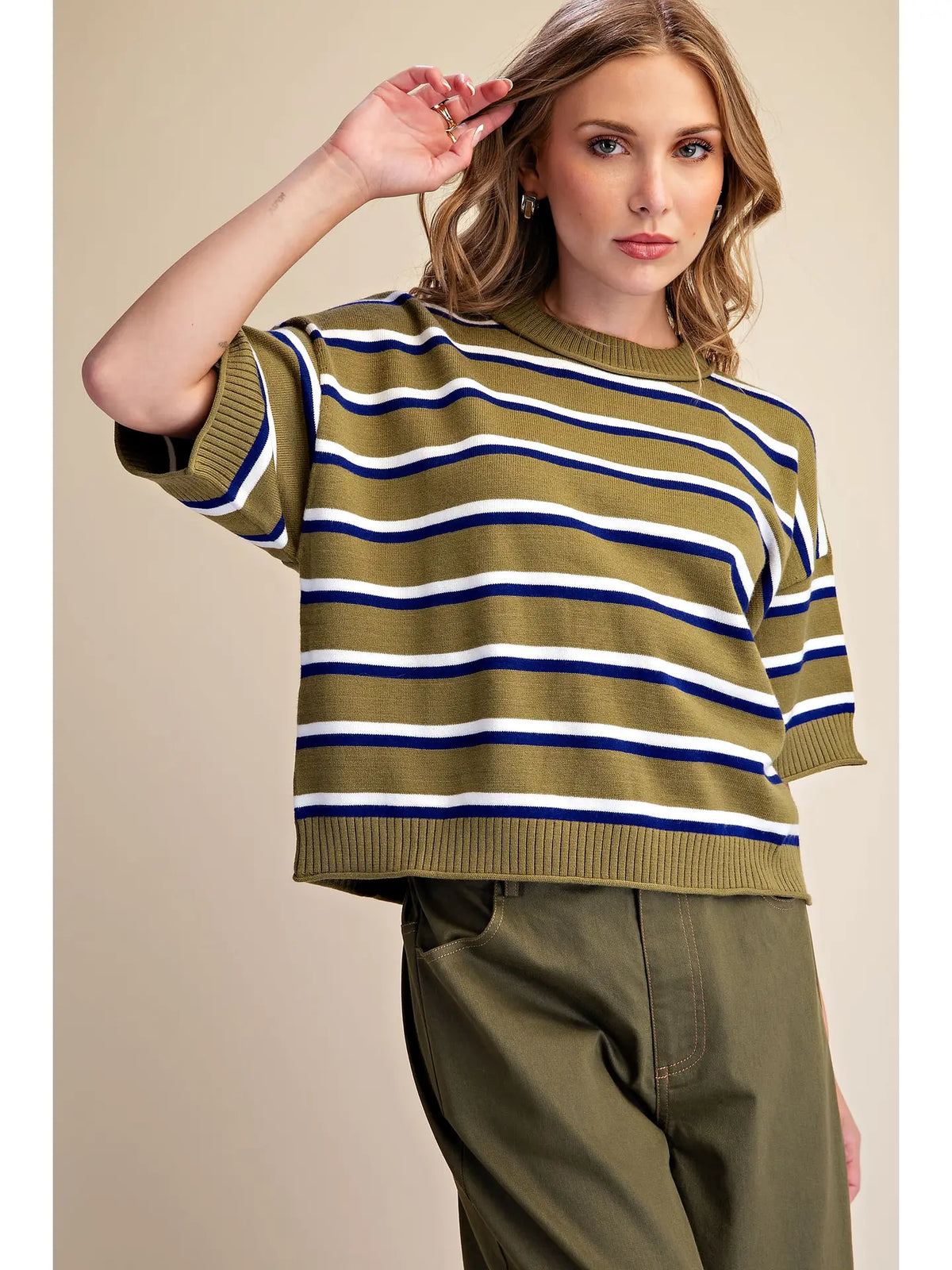 Crew-Neck Stripe Sweater