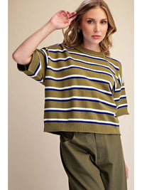 Crew-Neck Stripe Sweater
