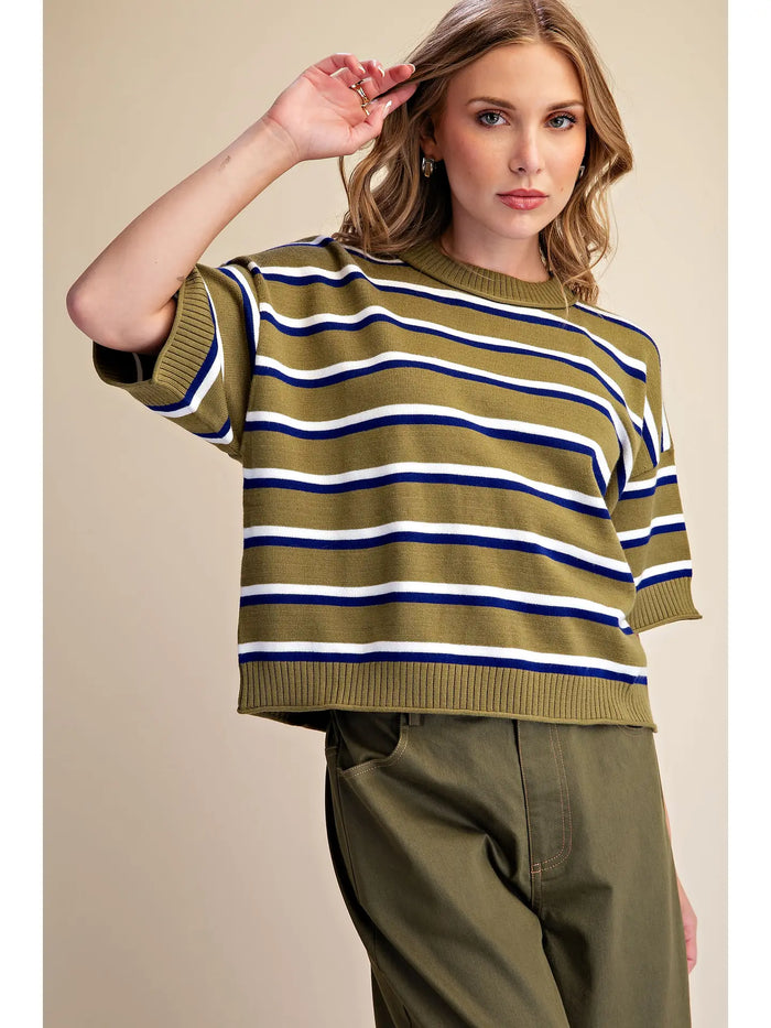 Crew-Neck Stripe Sweater
