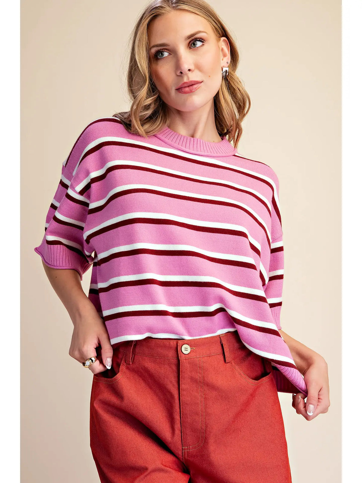 Crew-Neck Stripe Sweater