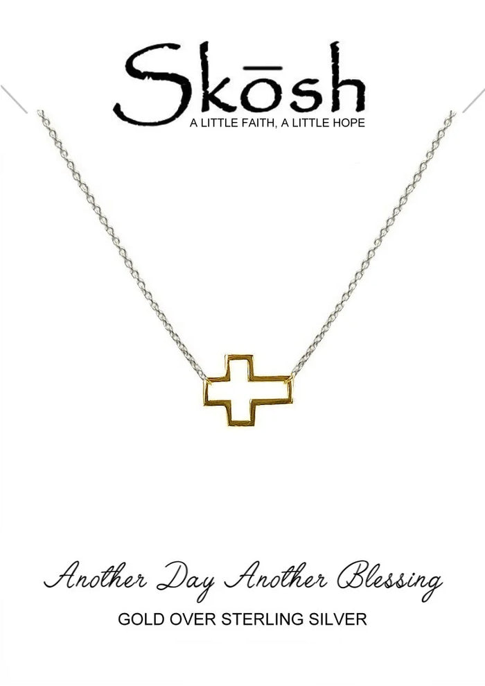 Skosh Two-tone open Cross Cross, Silver Chain 55-908