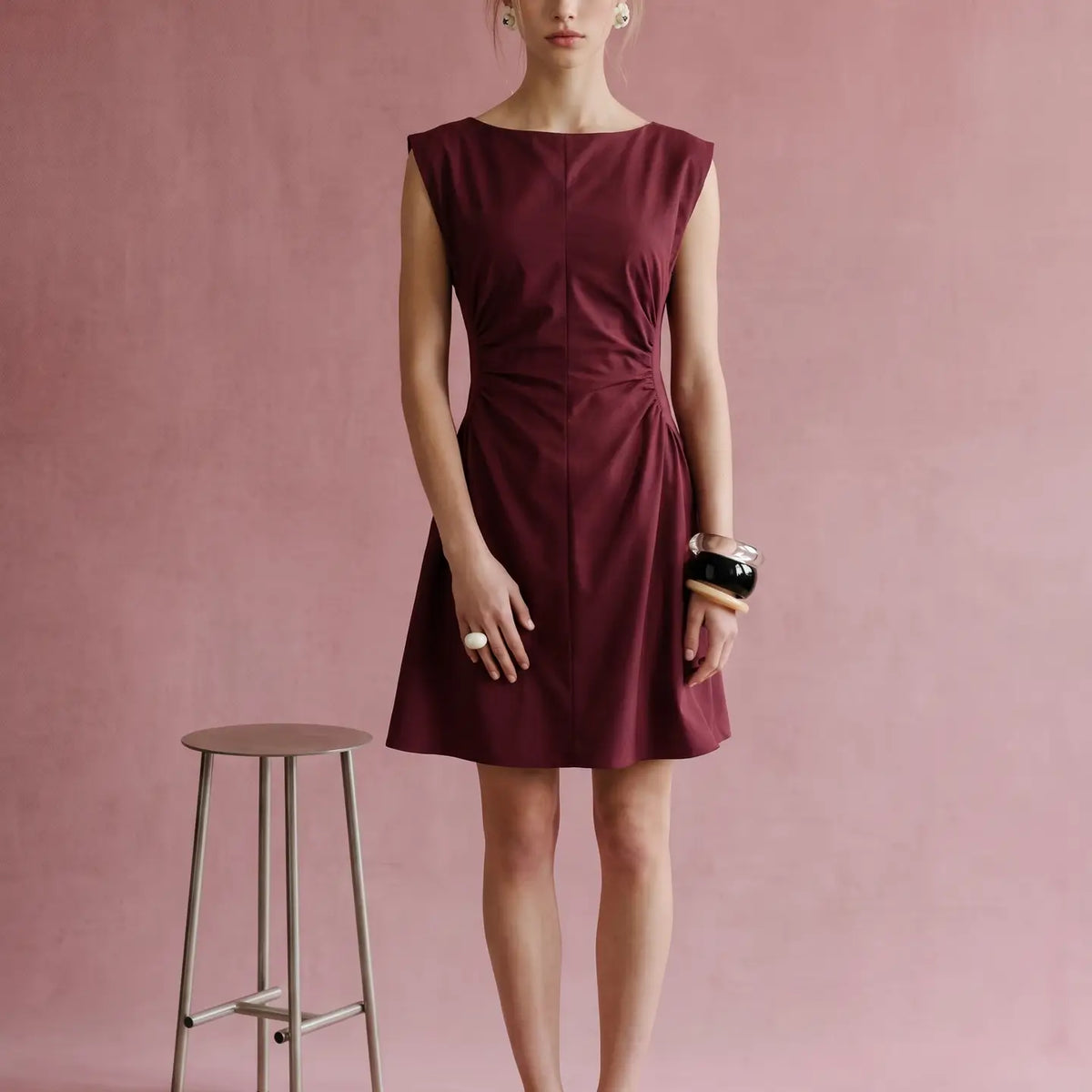Side Panel Ruched Mini Dress
