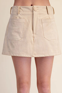 Suede-Look Soft Brush Stretchy Skort