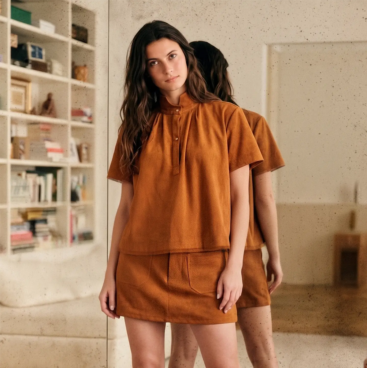 Stand Collar Short Sleeve Shirt