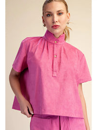 Stand Collar Short Sleeve Shirt