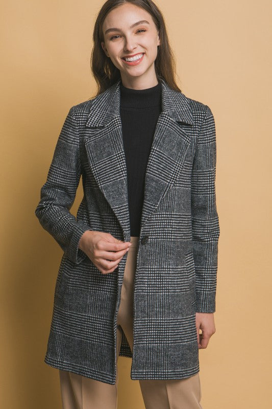 Plaid Longline Coat With Pockets