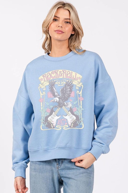 ROCK N ROLL 1972 VINTAGE FLEECE GRAPHIC SWEATSHIRT