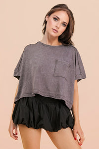 Mineral Washed Oversized Crop Comfy Knit Top