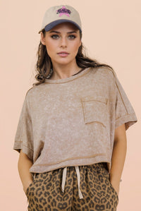 Mineral Washed Oversized Crop Comfy Knit Top
