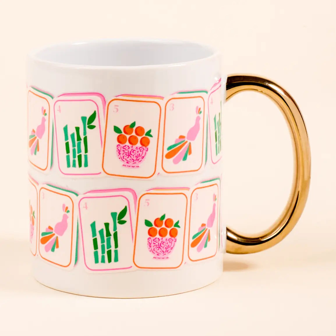 11 oz Cozy Cute Ceramic Mug–Mahjong Tiles