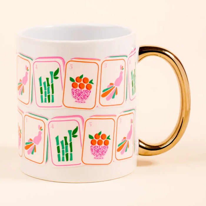 11 oz Cozy Cute Ceramic Mug–Mahjong Tiles