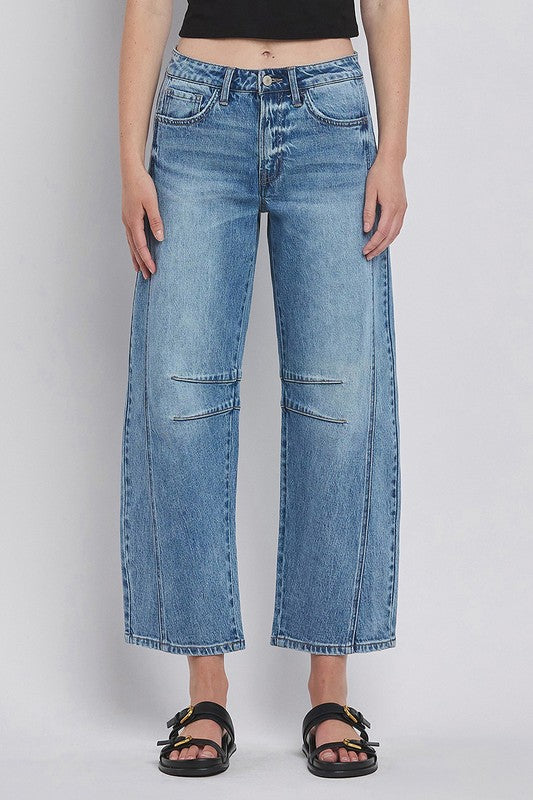 VERVET HIGH RISE BARREL LEG JEANS