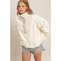 Contrast Trim Half-Zip Fleece Pullover