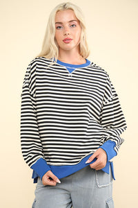 Stripe Comfy Casual Oversized Knit Top