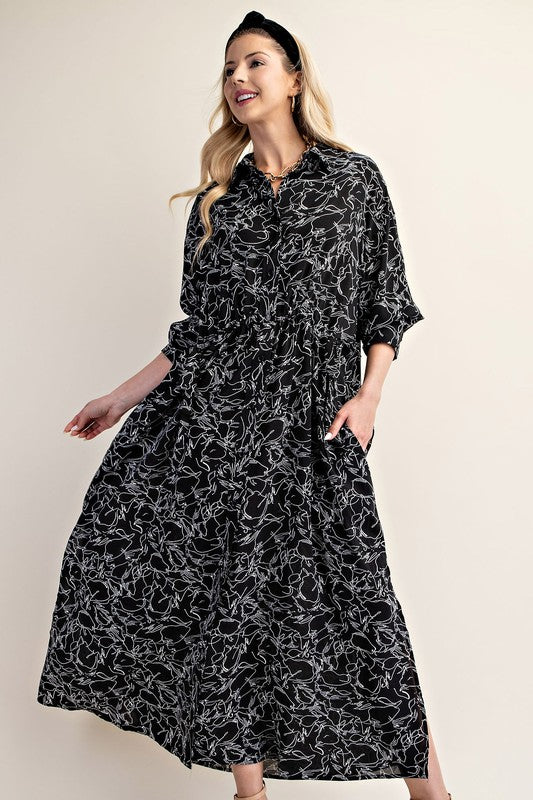 Printed Long Shirt Dress