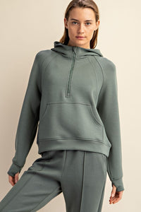 MODAL POLY SPAN QUARTER ZIP HODDIE JACKET