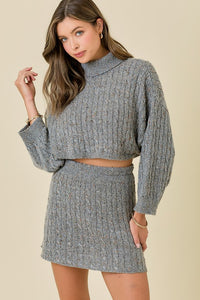 MULTI COLOR TURTLE NECK SWEATER W/ SWEATER MINI SKIRT