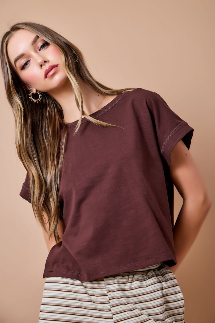 Workout Knit Lounge Top With Back Cutout Detail