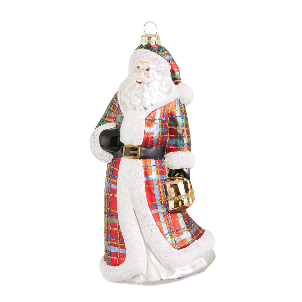 Raz 7.5" Plaid Santa Ornament
