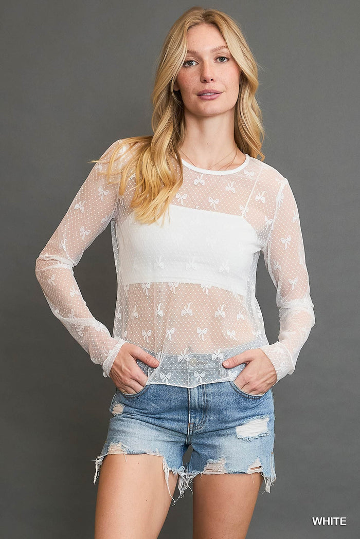 Ribbon Patterned Lace Top