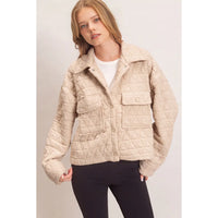 Triangle Quilted Button-Up Jacket