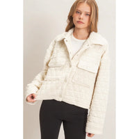 Triangle Quilted Button-Up Jacket