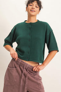 Drop Shoulder Short Sleeve Cardigan