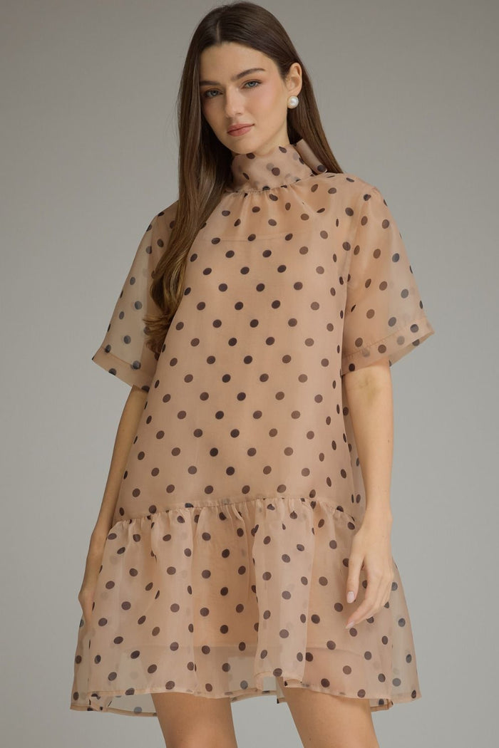 Polka dot short sleeve mini dress